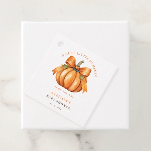 pompoen zijn op weg naar herfst baby shower bedankjes labels (In situ)