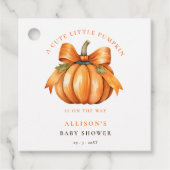 pompoen zijn op weg naar herfst baby shower bedankjes labels (Voorkant)