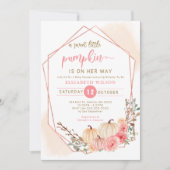 pompoen zijn op weg naar roze baby shower kaart (Voorkant)