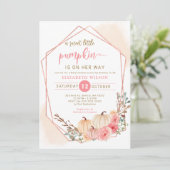 pompoen zijn op weg naar roze baby shower kaart (Staand voorkant)