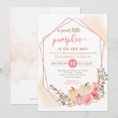 pompoen zijn op weg naar roze baby shower kaart (Voorkant / Achterkant)