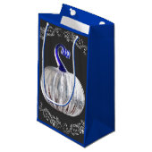 Pompoen zilveren glasblauw herfst elegant grijs klein cadeauzakje (Voorkant Gekanteld)