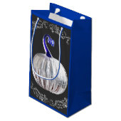 Pompoen zilveren glasblauw herfst elegant grijs klein cadeauzakje (Achterkant Gekanteld)