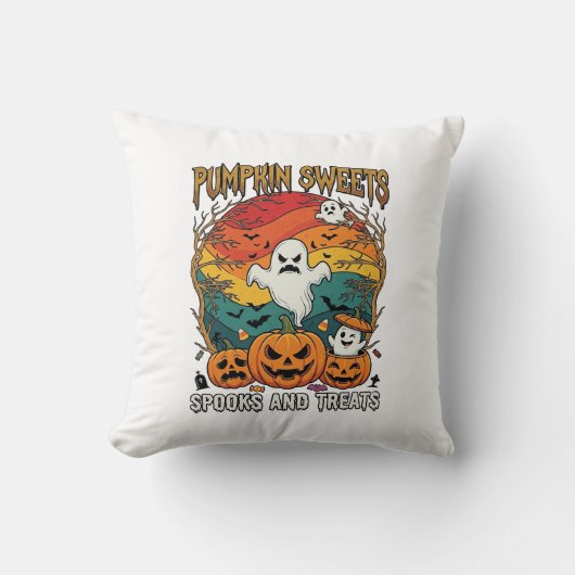 Pompoen Zoetjes Spoken Behandelingen Halloween Gee Kussen (Voorkant)