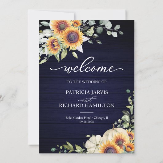 Pompoen Zonnebloem Fall Wedding Ceremony Programma (Voorkant)