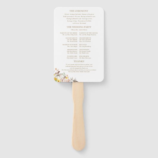 Pompoen Zonnebloem Fall Wedding Ceremony Programma Handwaaier (Achterkant)