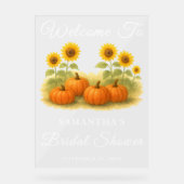 Pompoen & Zonnebloem Herfst Bruidsfeest Welkom Acryl Bord (Voorkant)
