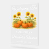 Pompoen & Zonnebloem Herfst Bruidsfeest Welkom Acryl Bord (Hoek)