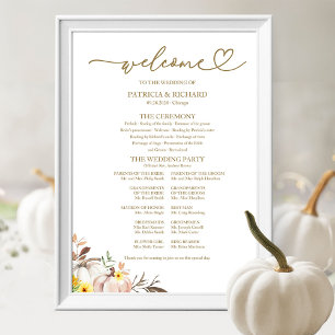 Pompoen Zonnebloem Herfst Bruiloft Programma Bord Poster