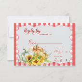 Pompoen & Zonnebloem Herfst Rustieke herfst bruilo RSVP Kaartje (Achterkant)