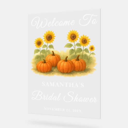 Pompoen & Zonnebloem Herfst Vrijgezellenfeest Welk Acryl Bord (Hoek)