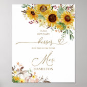 Pompoen Zonnebloem Hoeveel Kussen Teken Poster (Voorkant)