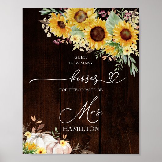 Pompoen Zonnebloem Hoeveel Kussen Teken Poster (Voorkant)