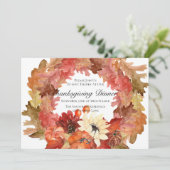 Pompoen Zonnebloem Krans Thanksgiving Diner Kaart (Staand voorkant)