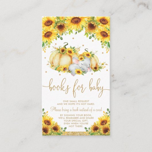 Pompoen Zonnebloem Olifant Douche Boeken voor Baby Informatiekaartje (Voorkant)
