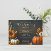 Pompoen & Zonnebloem Thanksgiving Uitnodiging (Staand voorkant)