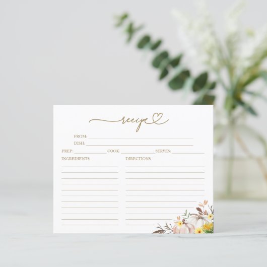 Pompoen Zonnebloem Vrijgezellenfeest Recept Kaarte (Staand voorkant)