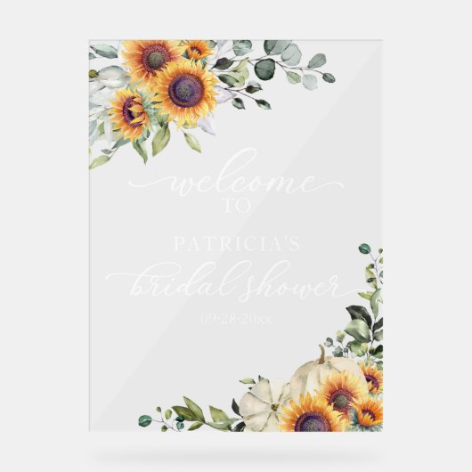 Pompoen Zonnebloemen Herfst Vrijgezellenfeest Welk Acryl Bord (Voorkant)