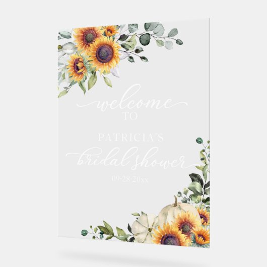 Pompoen Zonnebloemen Herfst Vrijgezellenfeest Welk Acryl Bord (Hoek)