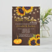 Pompoen Zonnebloemen Rustieke Schuur Houten Baby S Kaart (Staand voorkant)