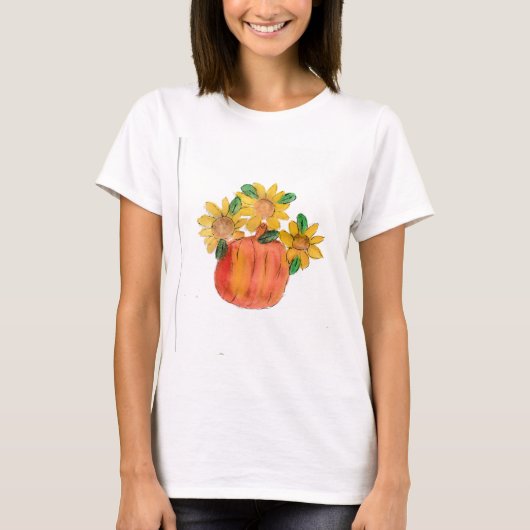 Pompoen Zonnebloemen T-shirt (Voorkant)