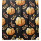 Pompoen Zwart achtergrond Waterverf Patroon Douchegordijn (Voorkant)