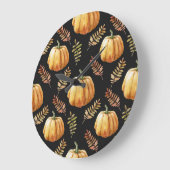 Pompoen Zwart achtergrond Waterverf Patroon Grote Klok (Hoek)