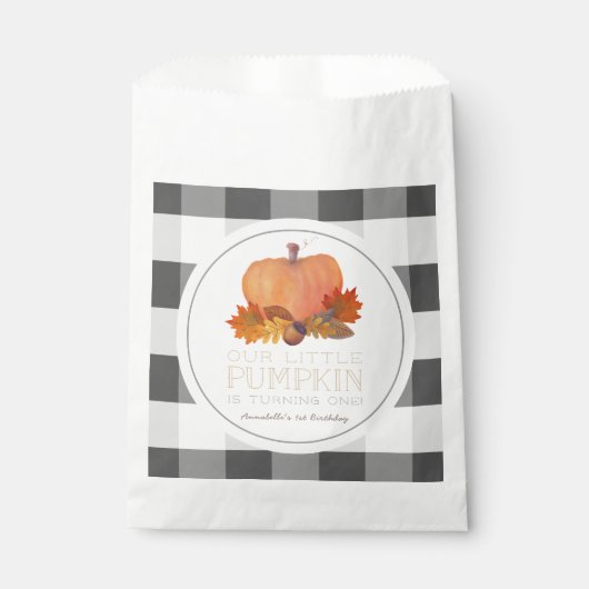 Pompoen Zwart Buffel Checks Verjaardag Favor Bag Bedankzakje (Voorkant)