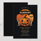Pompoen zwart en oranje Halloween Party Kaart (Voorkant / Achterkant)