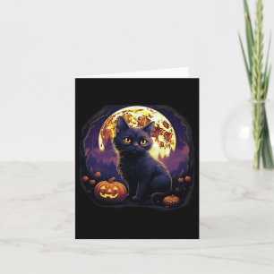 Pompoen Zwart Kat Halloween Vintage Kostuum Voor A Kaart