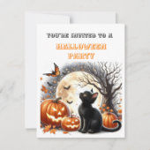 Pompoen Zwart Kat Kinderen Halloween Feest Uitnodi (Voorkant)