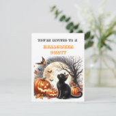 Pompoen Zwart Kat Kinderen Halloween Feest Uitnodi (Staand voorkant)