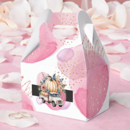 Pompoen Zwart Roze Bloemen Truck Baby shower Bedankdoosjes