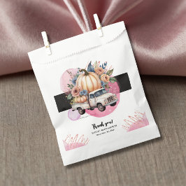 Pompoen Zwart Roze Bloemen Truck Baby shower Bedankzakje