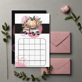 Pompoen Zwart Roze Bloemen Truck Baby shower Game