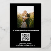 Pompoen Zwart Rustieke Foto QR Code Bruiloft Folie Uitnodiging (Achterkant)