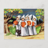  pompoen zwarte kat kinder Halloween briefkaart (Voorkant)