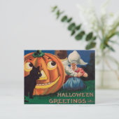  pompoen zwarte kat kinder Halloween briefkaart (Staand voorkant)