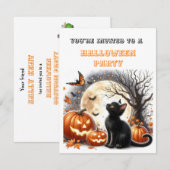 Pompoen Zwarte Kat Kinderen Halloween Feest Uitnod (Voorkant / Achterkant)