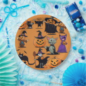Pompoen Zwarte Kat Skeletten Halloween Papier Bord (Feest)
