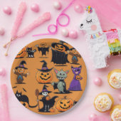 Pompoen Zwarte Kat Skeletten Halloween Papier Bord (Feest)