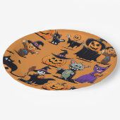 Pompoen Zwarte Kat Skeletten Halloween Papier Bord (Gekanteld)