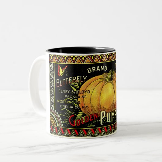  pompoenafdrukken tweekleurige koffiemok (Voorkant links)