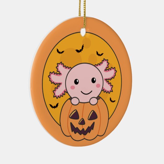 Pompoenas-lotl overvalt zoete dieren voor Hallowee Keramisch Ornament (Rechts)