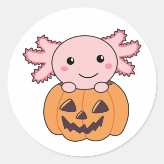 Pompoenas-lotl overvalt zoete dieren voor Hallowee Ronde Sticker (Voorkant)