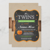 PompoenBaby shower Het is tweeling-partij-hout Kaart (Voorkant / Achterkant)