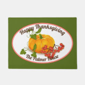 Pompoenbessen en bladeren herfst Happy Thanksgivin Deurmat (Voorkant)