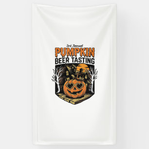 Pompoenbierproeverij Vintage Halloween-evenement T Spandoek