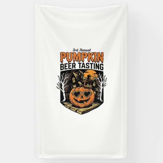 Pompoenbierproeverij Vintage Halloween-evenement T Spandoek (Verticaal)