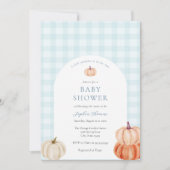 Pompoenblauw Gingham Baby Boy Shower Arch Kaart (Voorkant)